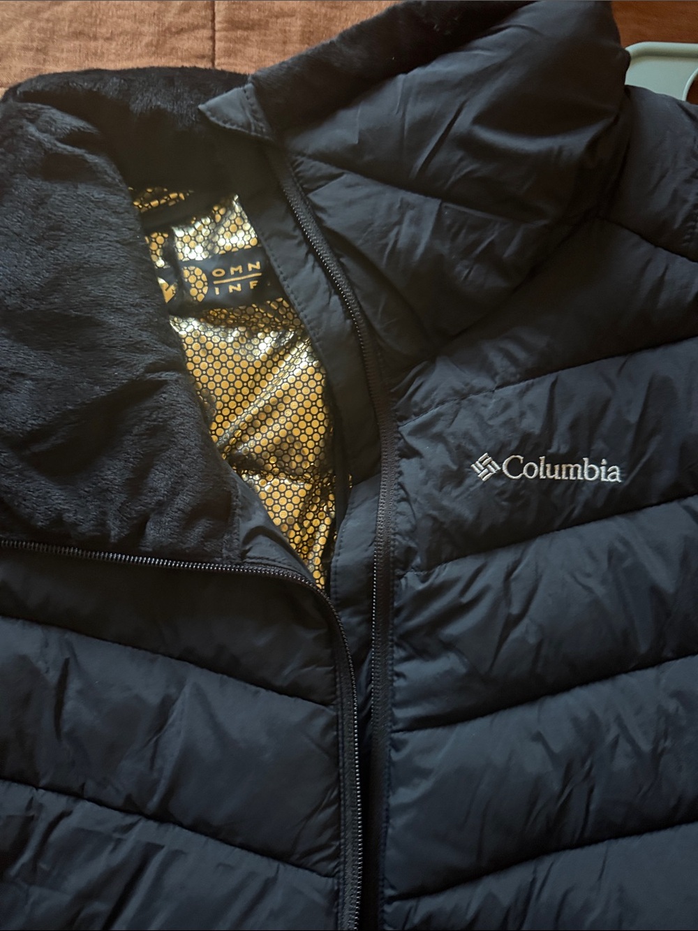 Columbia Kids Black Puffer Jacket with Gold Omni-Heat Lining